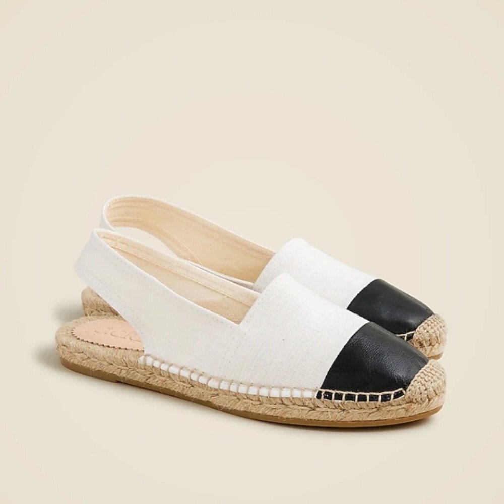 J Crew Made-In-Spain Cap Toe Slingback Espadrilles in Canvas Size 9.5 NWOB